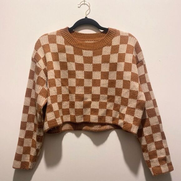 Checkered Pattern Drop Shoulder Sweater - Picture 7 of 7